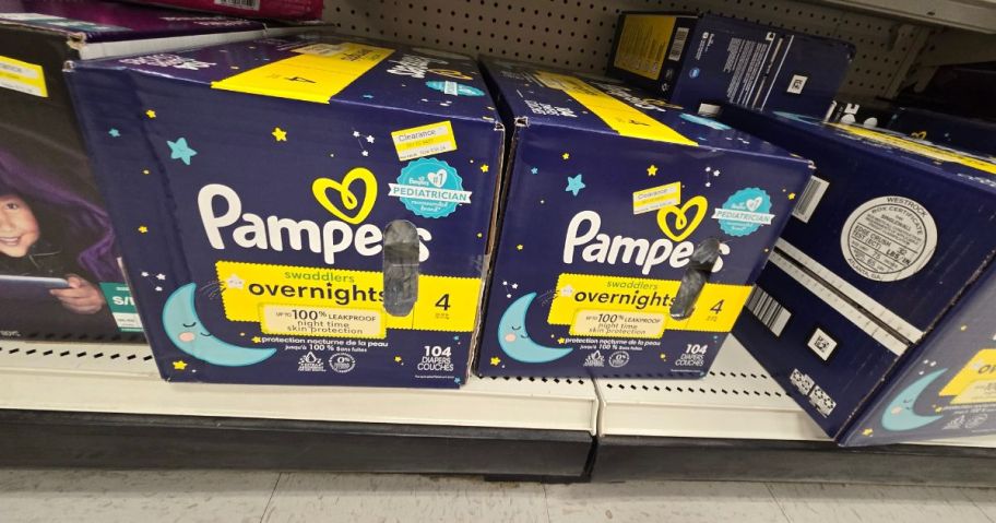 Pampers Overnights boxes on Clearance