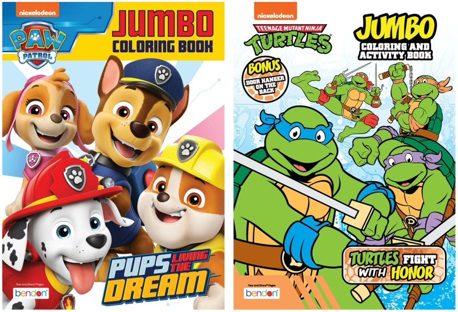 paw patrol and teenage mutant ninja turtle coloring books