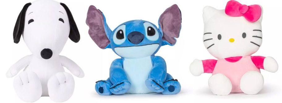 Peanuts Snoopy, Stitch, and Hello Kitty Weighted Pillow Buddy
