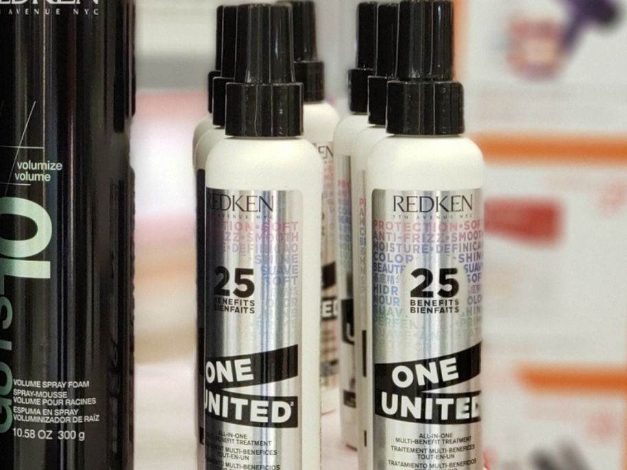 Redken hair treatment sprays on shelf