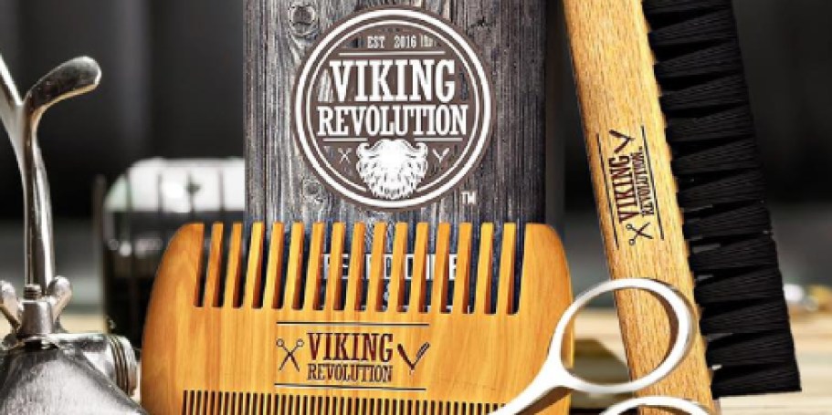 Wooden Beard Comb & Brush Set JUST $7.90 on Amazon | Includes Scissors & Storage Pouch