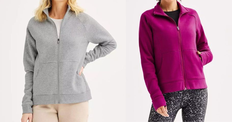 two women wearing Women's Tek Gear Ultrasoft Fleece Jackets