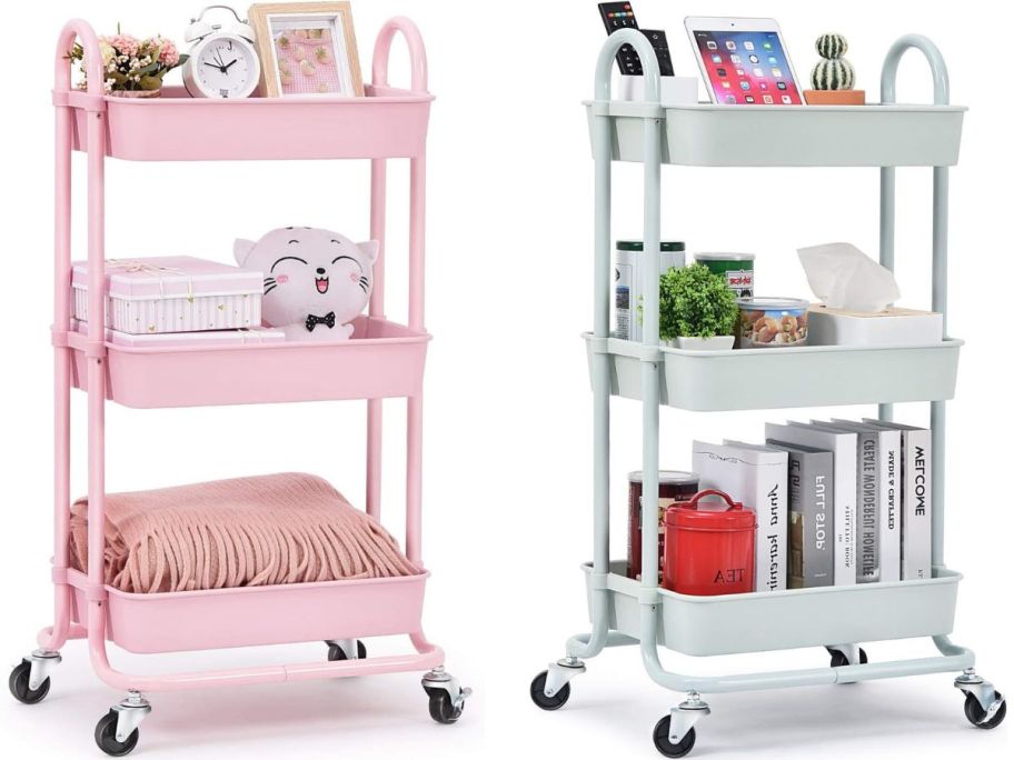 2 rolling utility carts next to each other