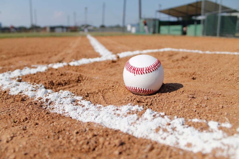 a baseball on a baseball diamond