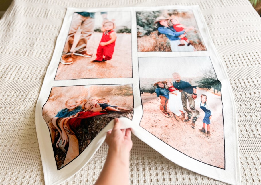 hand grabbing photo blanket