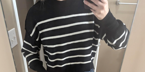 Hurry! Oversized Striped Cropped Sweater ONLY $11.24 on Amazon