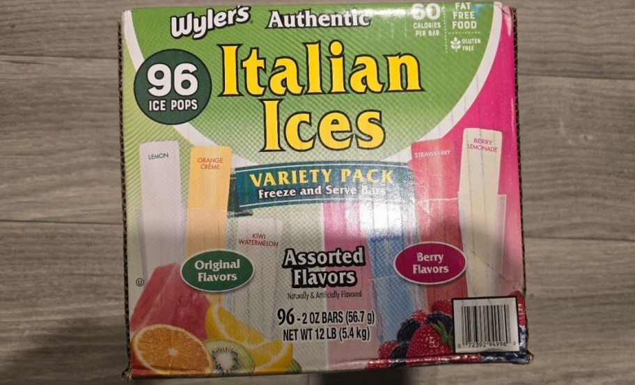 display of Wyler's Italian Ice Freezer Bars 96-Count