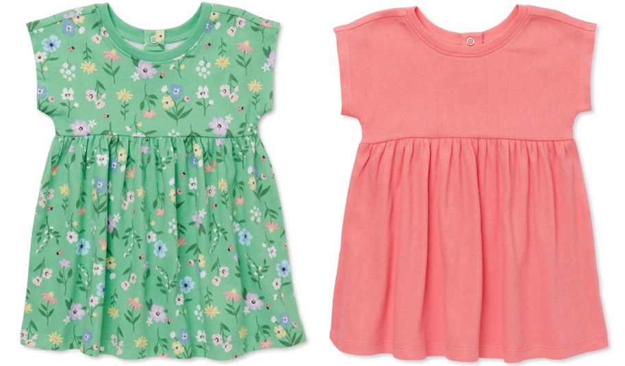 green and pink girls dresses