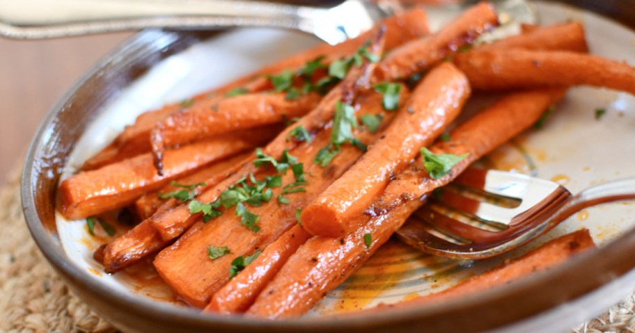 glazed carrots on a plate