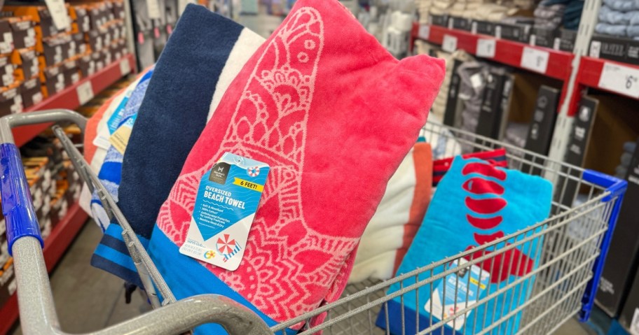 various beach towels in Sam's Club Cart