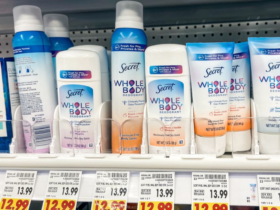 secret whole body deodorant on shelf 