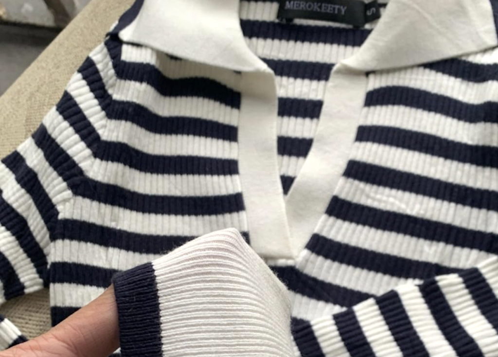 striped v neck sweater 