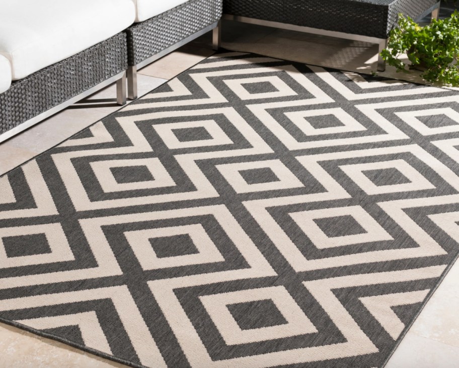 black and tan diamond rug