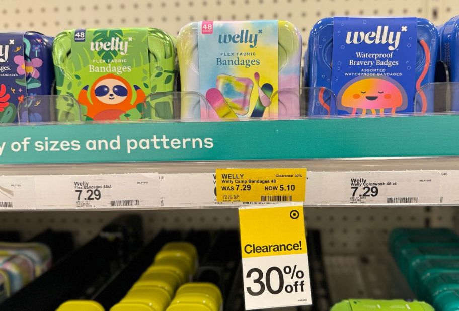 welly tie dye bandaids on a store shelf