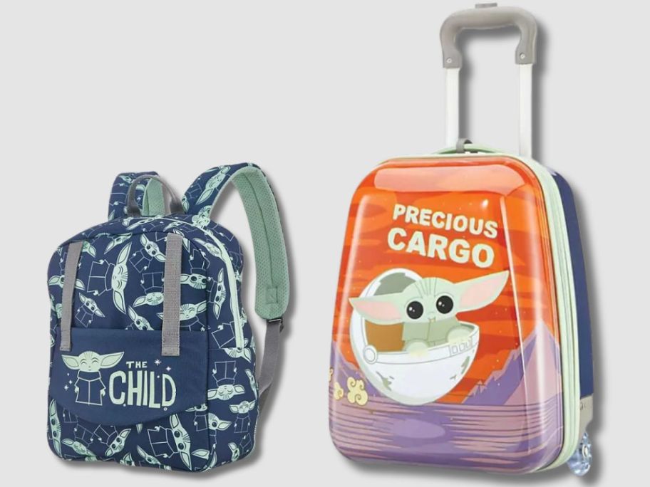 kid's Grogu Star Wars backpack and hardcase suitcase set