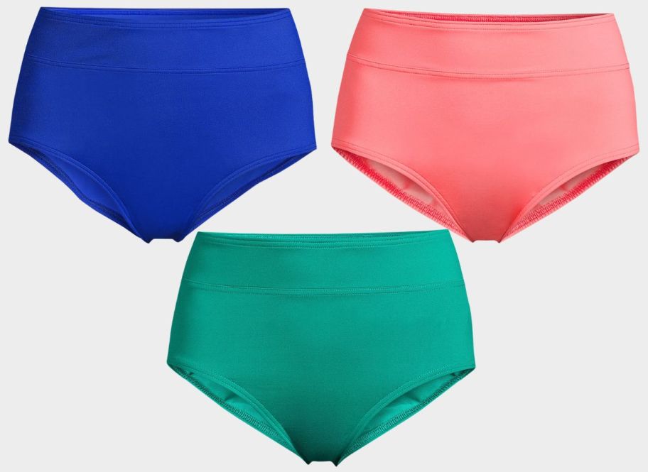 3 pair of high waisted swim bottoms