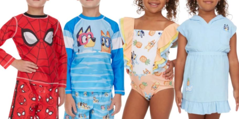 Sam’s Club Kids 2-Piece Swimwear Sets Just $15.98 | Bluey, Spiderman, Disney & More