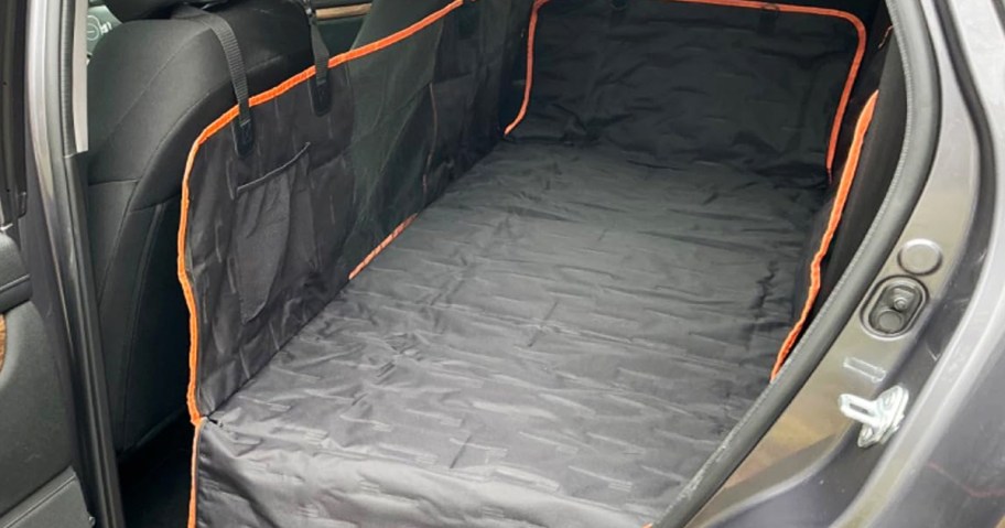 black car seat extender seat cover in black