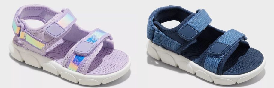 a purple and blue Cat & Jack Toddler Micah Adventure Sandal stock image