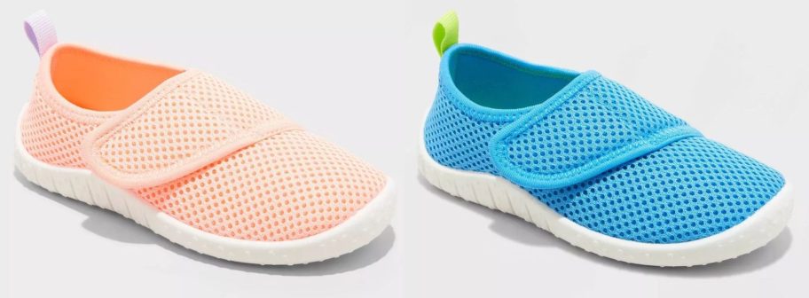 a pink and blue Cat & Jack Toddler Teddy Slip-On Water Shoe stock image