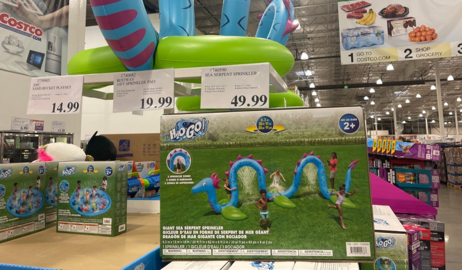 bestway h2go giant sea serpent sprinkler on display at costco