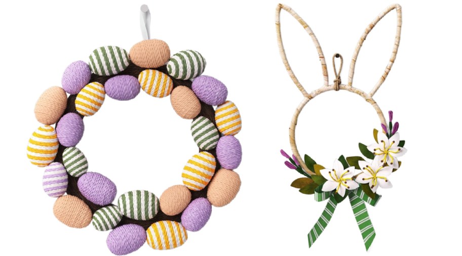 Easter egg and bunny wreaths