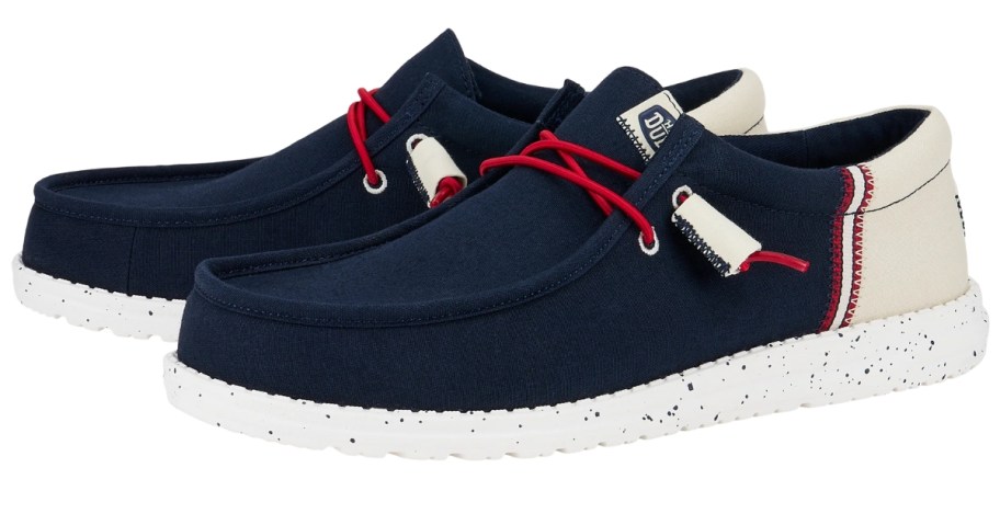 men's HEYDUDE Navy, red, white and tan American shoes