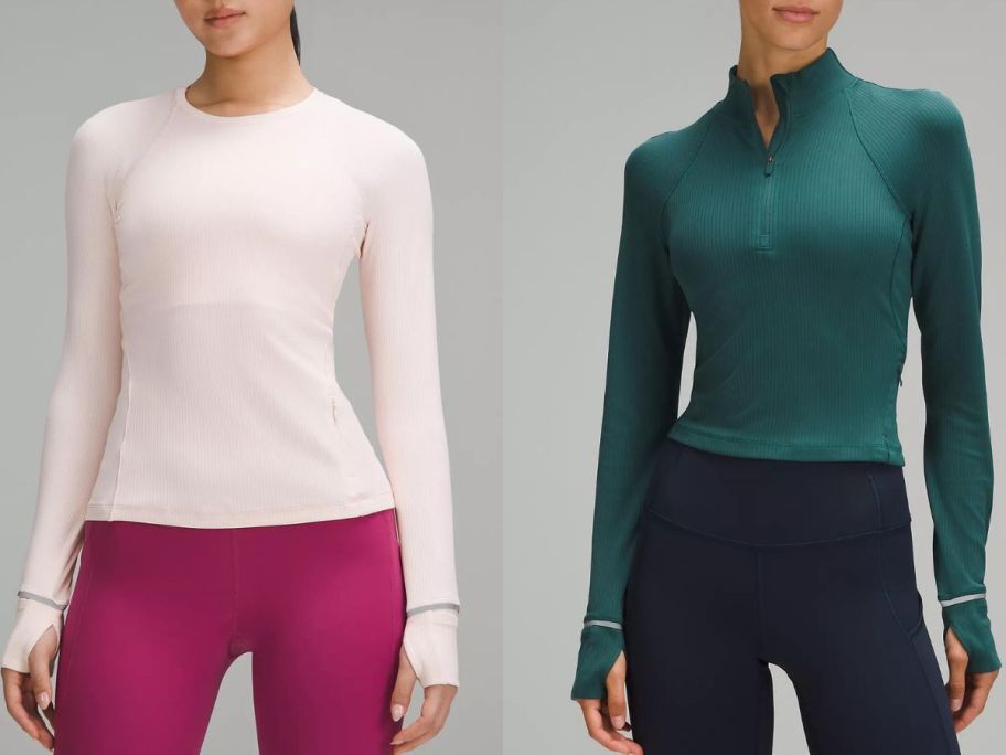 stock images of 2 women wearing lululemon tops