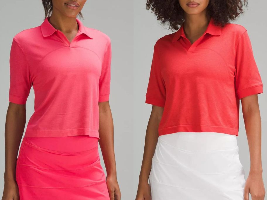 stock images of 2 women wearing lululemon tops