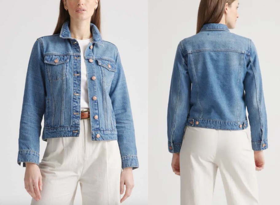 front and back of denim jacket