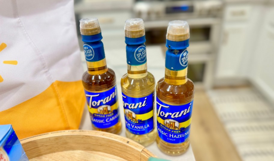 three terani coffee syrups on the counter