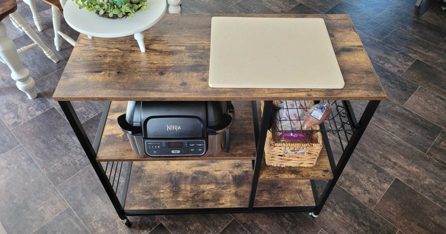 Costway Rolling Industrial Kitchen Baker's Rack Kitchen cart in a kitchen