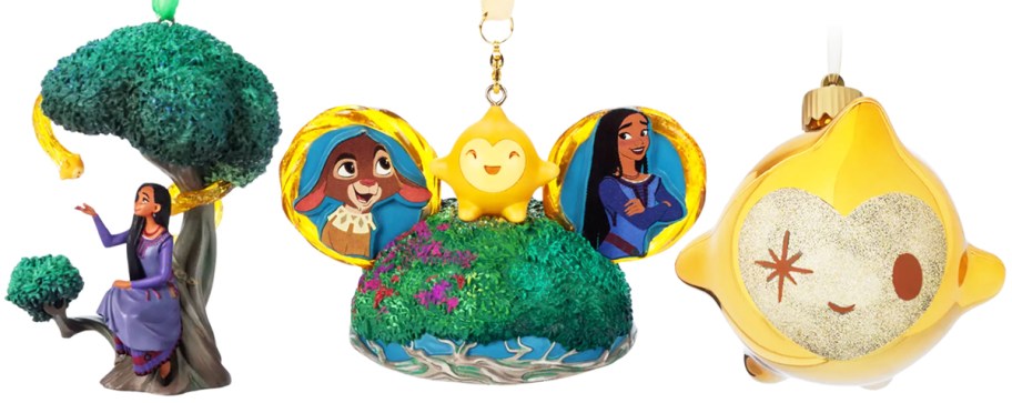 three Disney Wish Christmas Ornaments