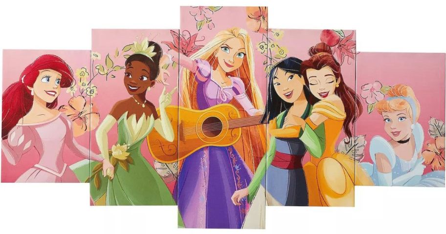 Disney Princess Idea Nuova Floral Canvas Wall Art 5-piece Set