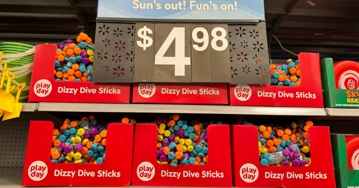 walmart store display of dizzy dive sticks