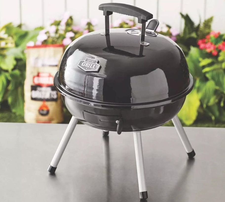 A small grill on a table