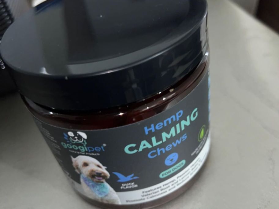 A jar of Gooipet Calming Hemp Chews