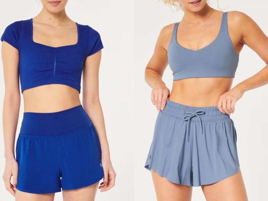 Stock images of two women wearing Hollister/Gilly Hicks Active Shorts