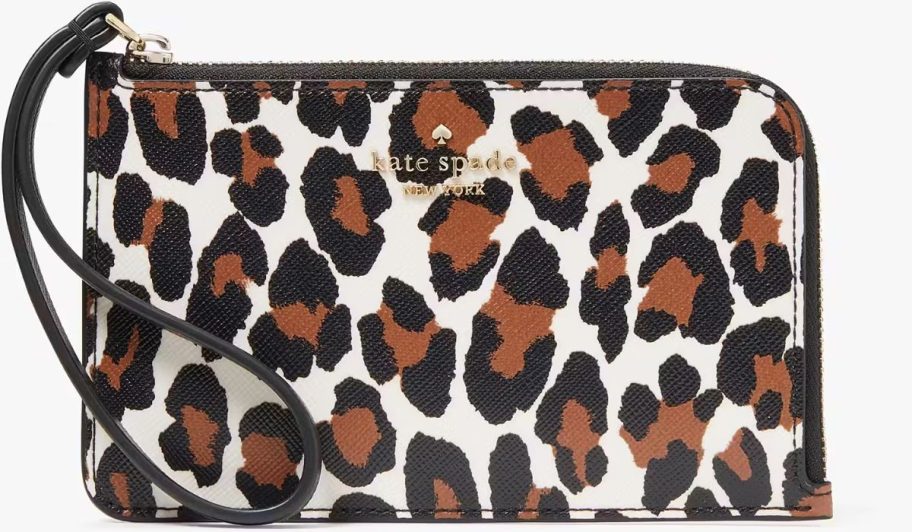 Kate Spade Lucy Leopard Small L Zip Wristlet