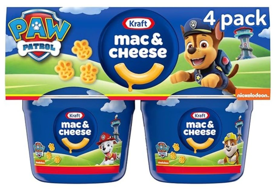 Kraft Macaroni & Cheese Microwavable Cups w/ Nickelodeon Paw Patrol Pasta Shapes 1.9oz 4-Count stock image