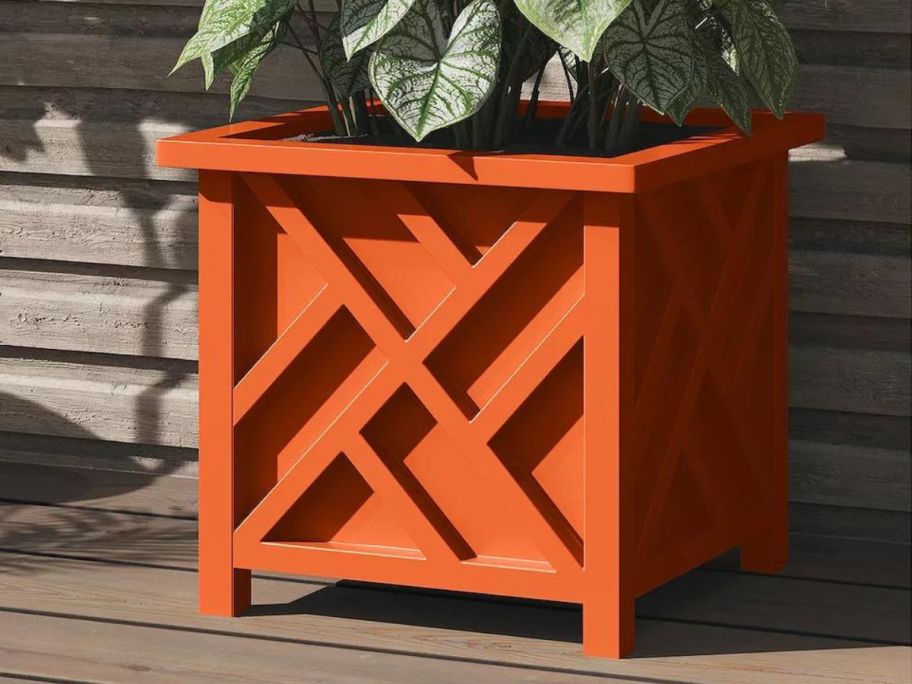 An orange Pure Garden 15.5" Lattice Planter Box