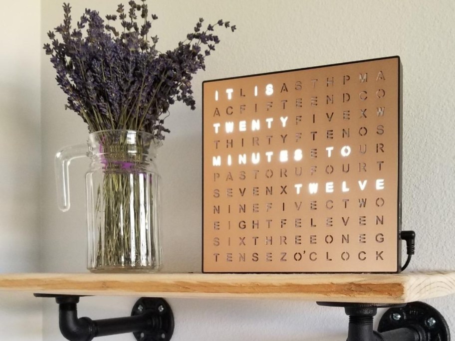Sharper Image LED Light-Up Word Clock in Rose Gold