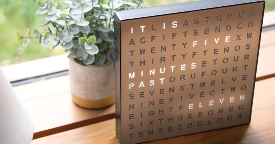 Sharper Image LED Light-Up Word Clock in Rose Gold