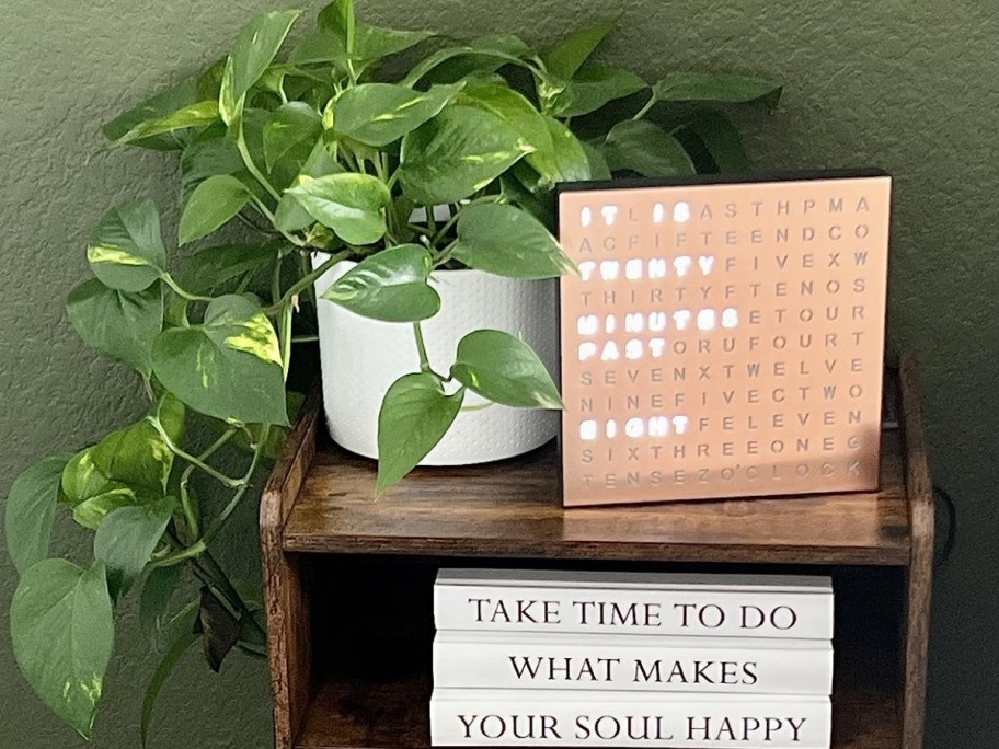 Sharper Image LED Light-Up Word Clock in Rose Gold
