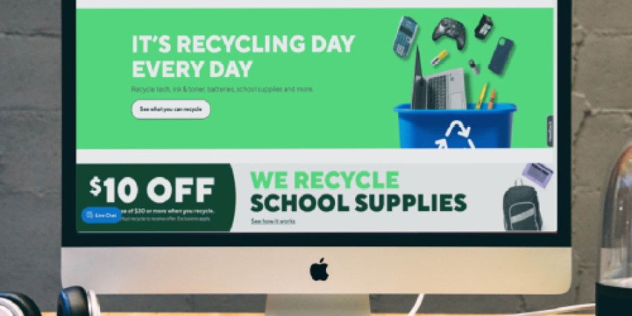 Staples Recycling Program: Score $10 Off $30 and More Great Rewards!