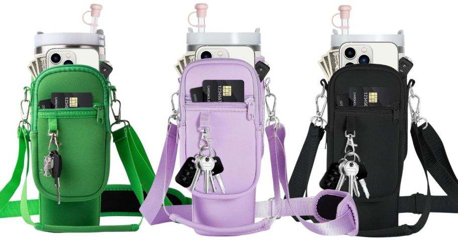 Water Bottle Carrier Bag with Phone Pocket for Stanley stock images