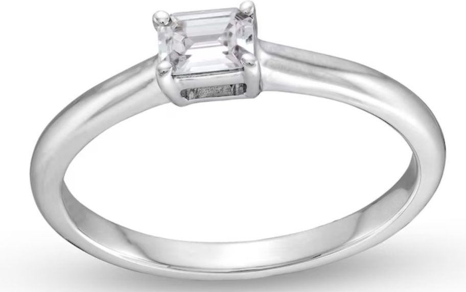 Zales one-third CT. Emerald-Cut Diamond Sideways Solitaire Engagement Ring in 14K White Gold 