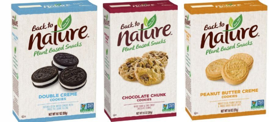 back-to-nature-double-creme-chocolate-chunk-peanut-butter-creme-cookies stock images