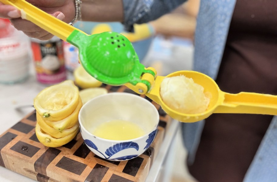 juicing lemons with a hand juicer