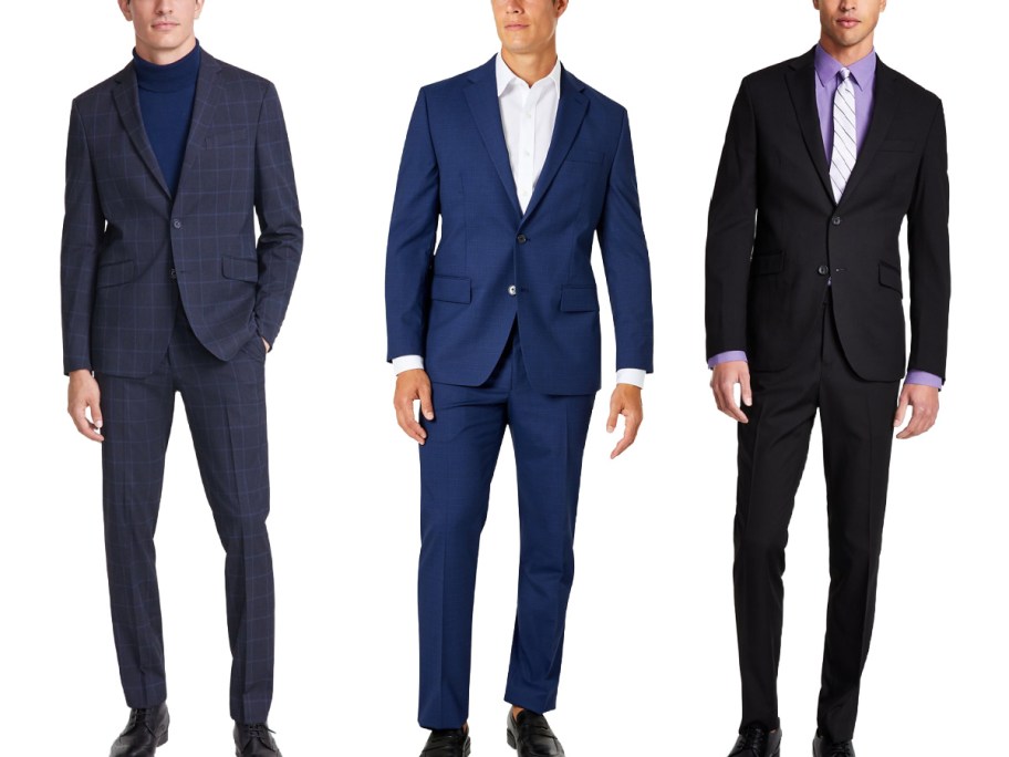 men wearing different color macys sale suits